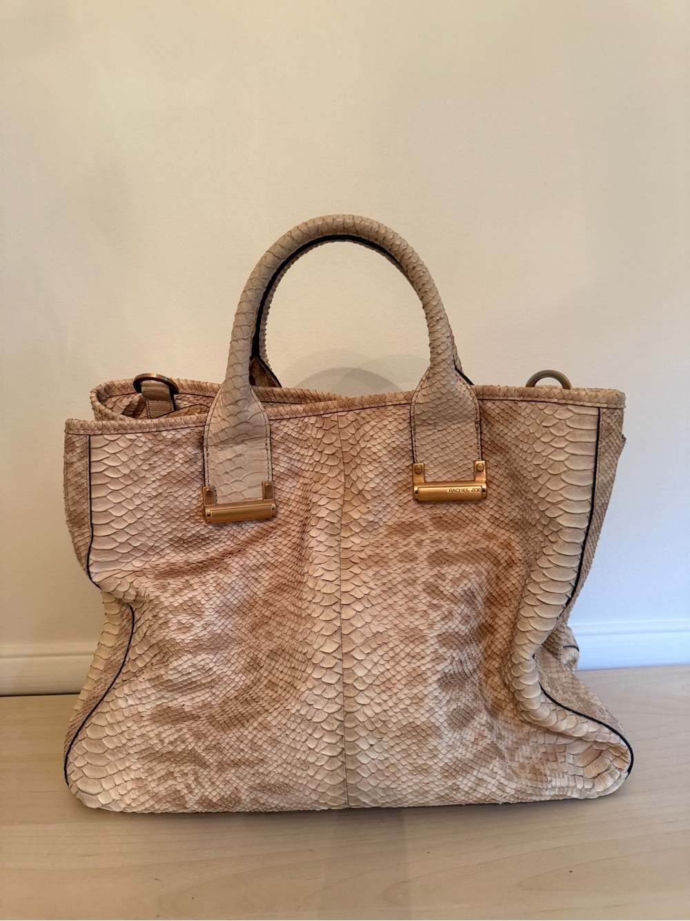 Rachel Zoe Faux Python Snakeskin Satchel Tote Bag